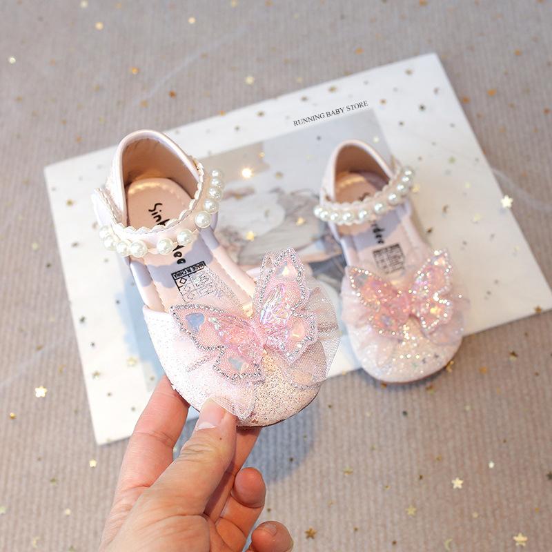 

Rhinestone Girls Sandals Summer Fashion Baby Girl Wedding Party Shoes Beading Butterfly Princess Sandals Beach Shoes Kids I03062 21 розовый