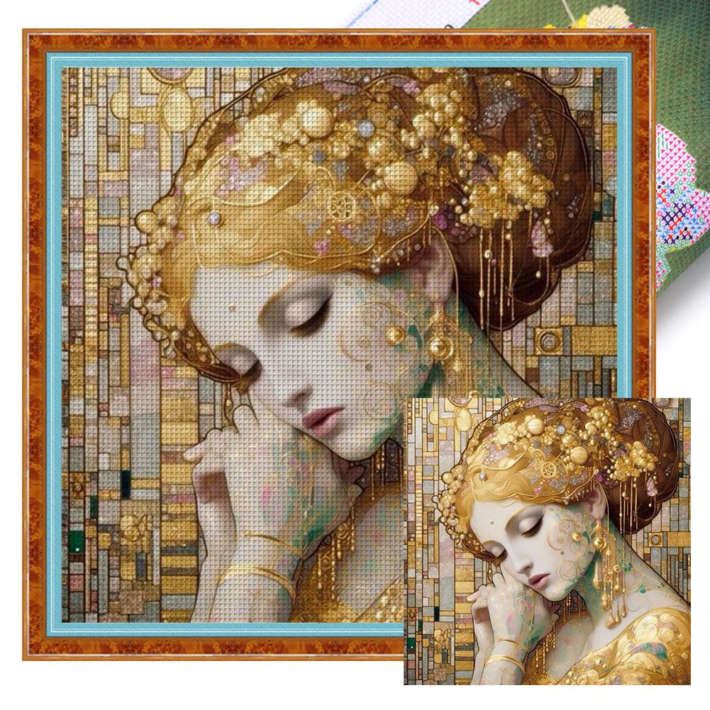 

Набор для вышивки крестом «Девушка» из эко-хлопка 11CT, полная вышивка, арт 50x50см