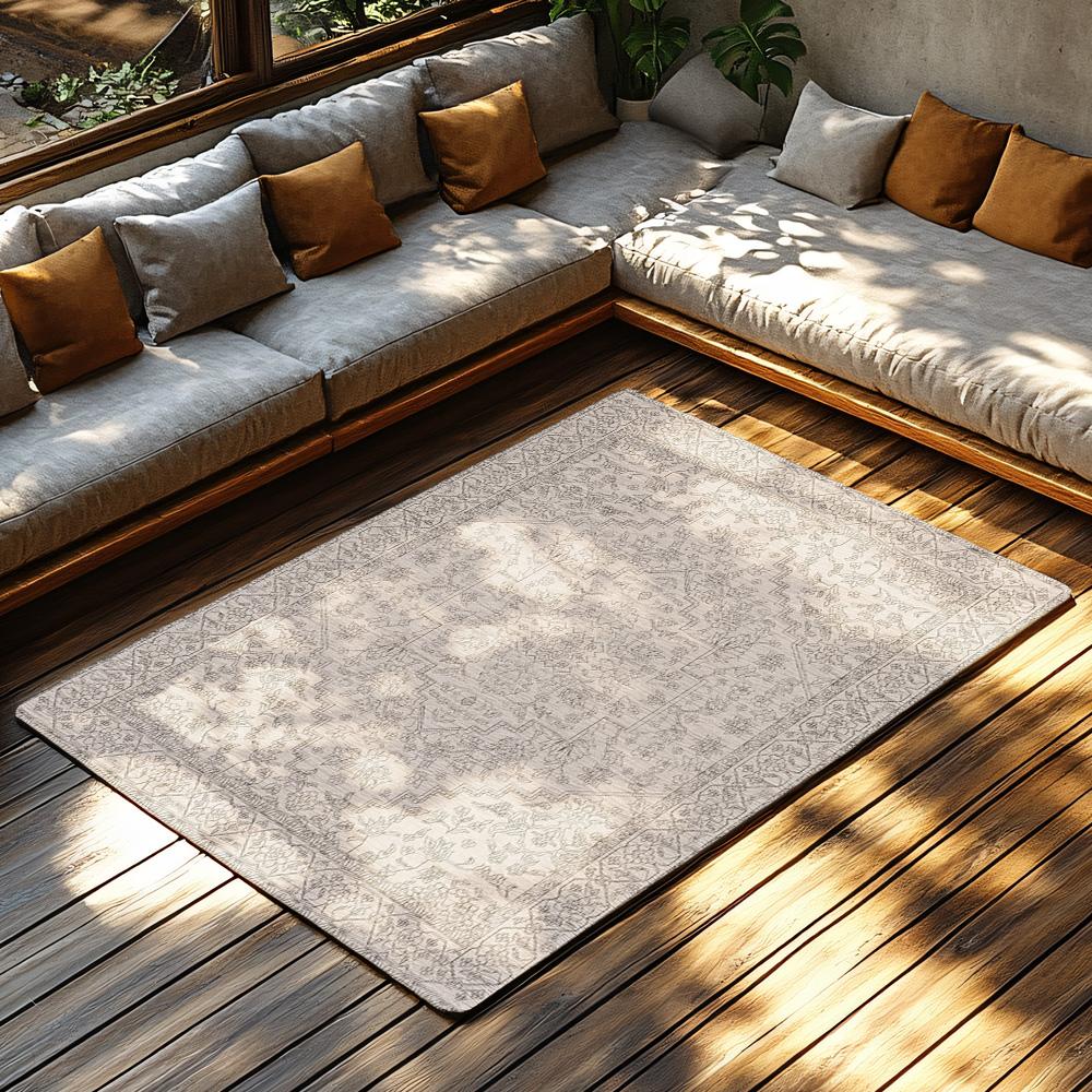 Light Bohemian Area Rug, Floral Pattern Non-Slip Carpet, Natural Living Room Mat for Cozy Home Decor