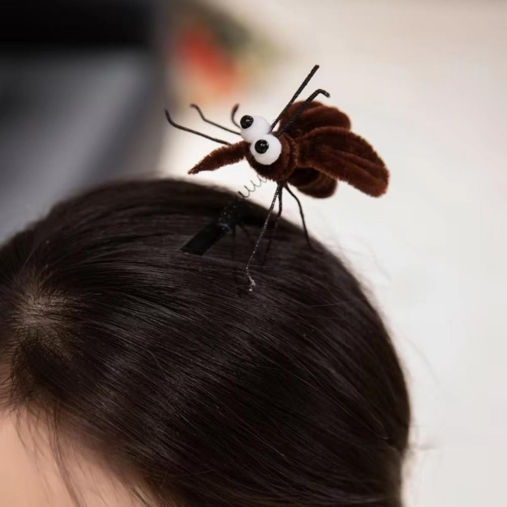 Funny Mosquito Hairpin Simulated Insect Spring Hairpin Cute Plush Toys Photo Props