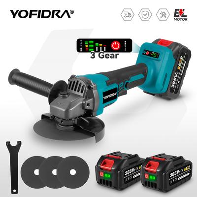 125mm Brushless Electric Angle Grinder – 3-Gear Cordless Cutting & Grinding Woodworking Power Tool For Makita 18V Battery