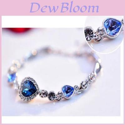 Ocean Heart Crystal Bracelet For Women With Silver Plating Fashion Jewelry Gift