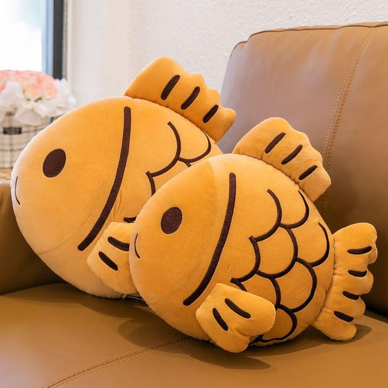 45CM Oversized Snapper Cartoon Plush Toy Cute Yellow Fish Living Room Decoration Doll Perfect Gift for Children on Festivals