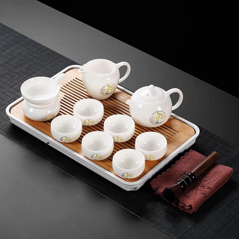 Jiakangming Suet Jade White Porcelain Kung Fu Tea Set