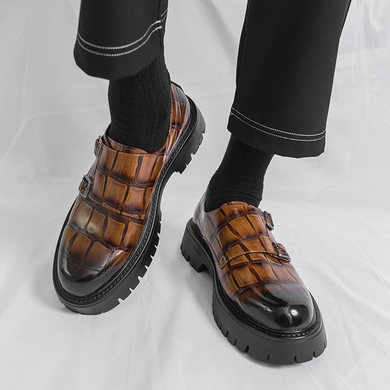Fashion Casual thick soled men's leather shoes British style Party Business Outdoor Fashion Street loafer Derby Slip on New Hot selling