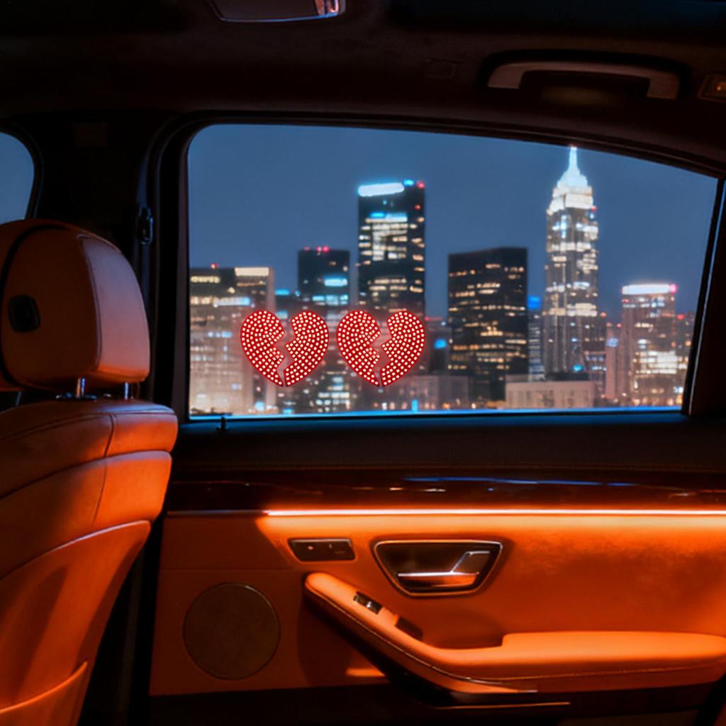 Car Mounted LED Decorative Lights Love Heart Shape Eye Vehicle Decor Car Back Window Light Car Interior Atmosphere Lights