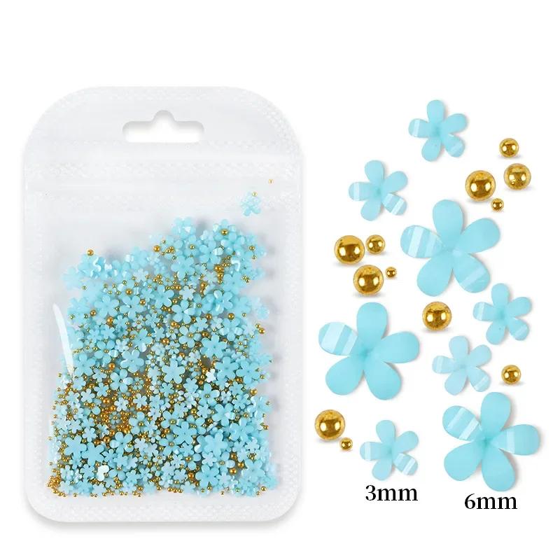 200 Stück/Beutel Nagelkunst-Dekoration Gemischte Größe Zarte 3D Harzblumen Strass-Nagelteile Maniküre-Werkzeug Nägel Design-Zubehör