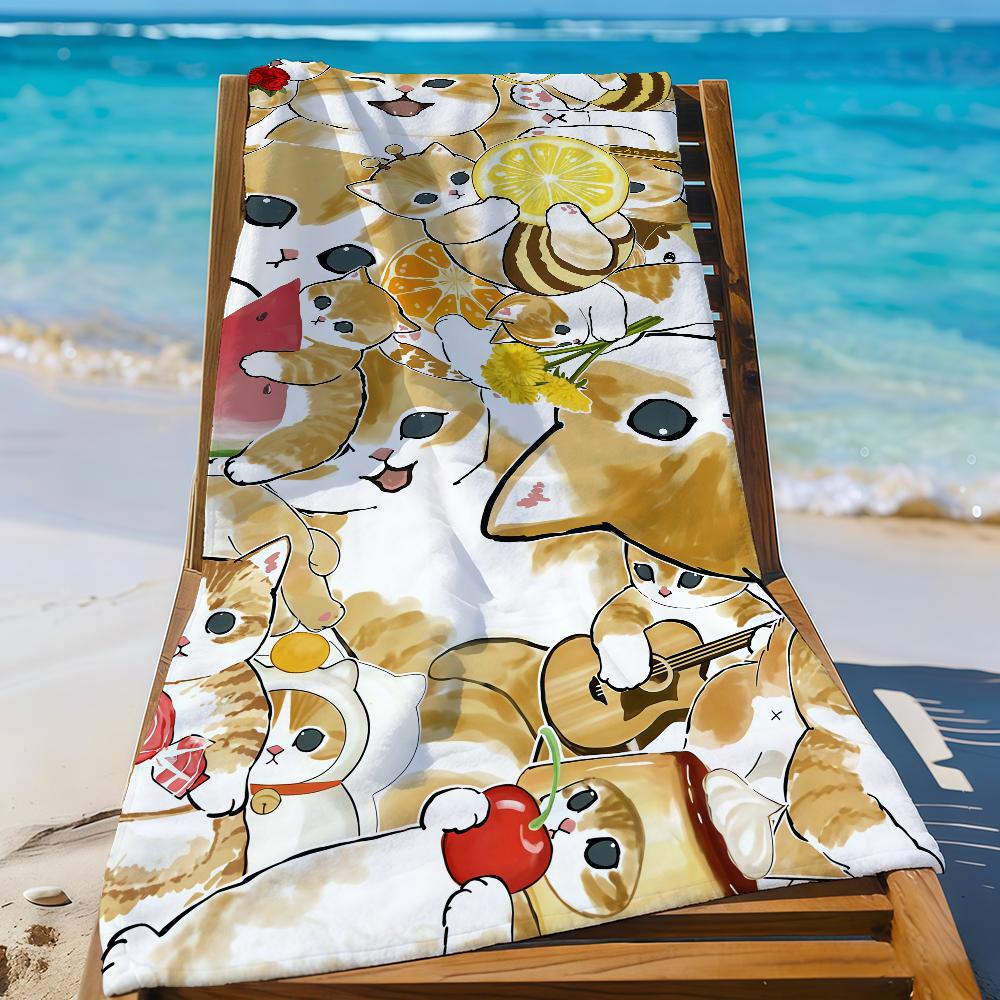 Cartoon M-Mofusand-S Kawaii Cute Cats Towel Sports Quick Dry Travel Camping Gear Sandproof Soft Light Large Beach Towel
