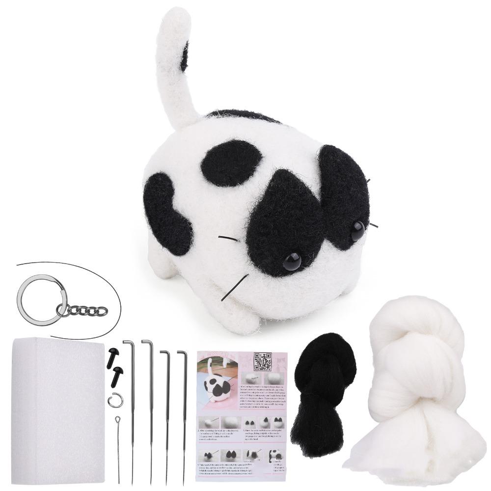 Material Package Non-Finished Cat Wool Felting Package Dog DIY Wool Felt Kit  Artwork