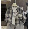 Korean Style Kids Long Sleeve Plaid Shirt For Spring Summer