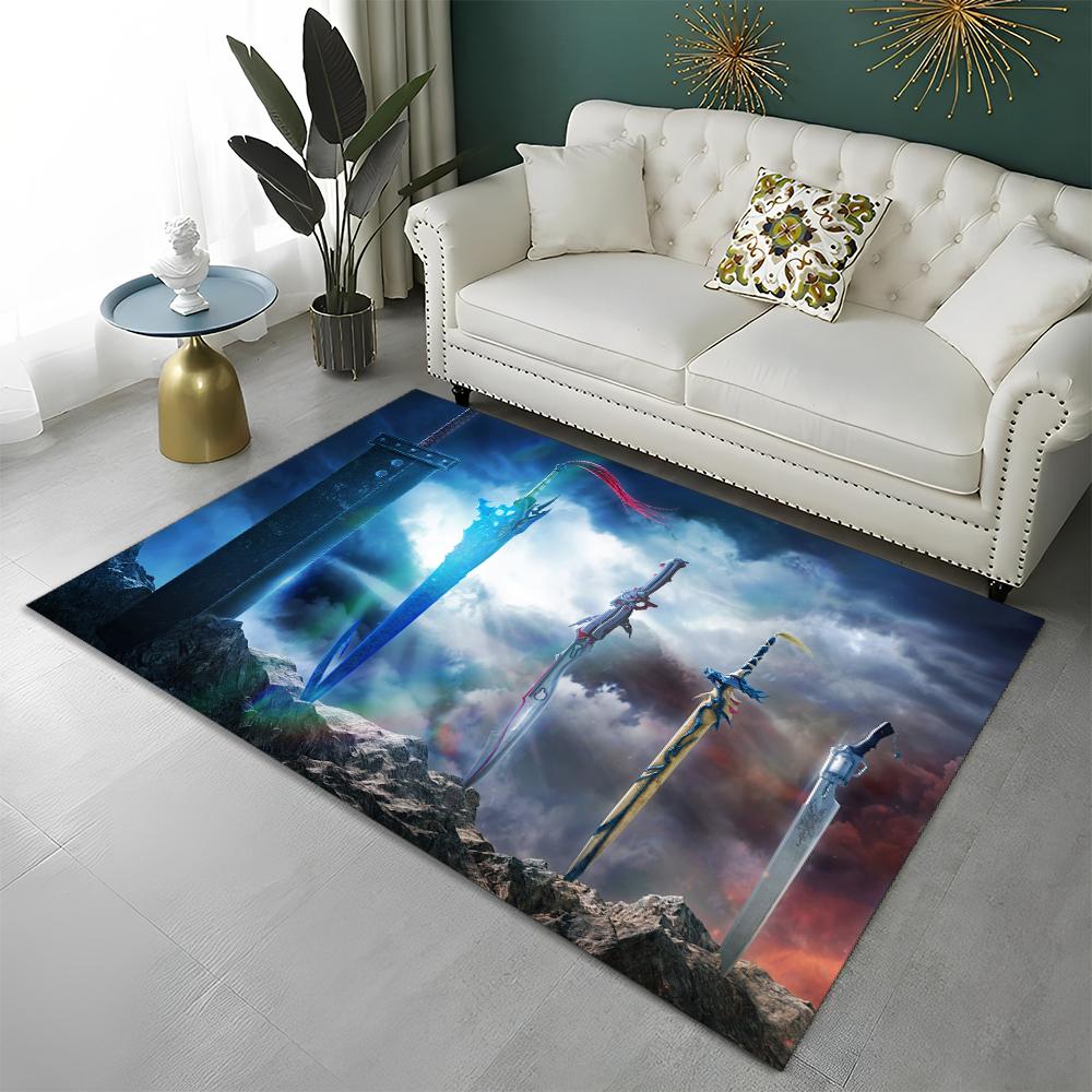3D Final Fantasy Spiel Gamer FF14 HD Teppich für Zuhause Wohnzimmer Schlafzimmer Sofa Fußmatte Dekor, Kinderbereich Teppich Rutschfeste Bodenmatte