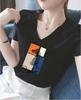 Women's Short Sleeve Graphic Tee V Neck Casual Fashion T-Shirt With Cute Embroidered Print
