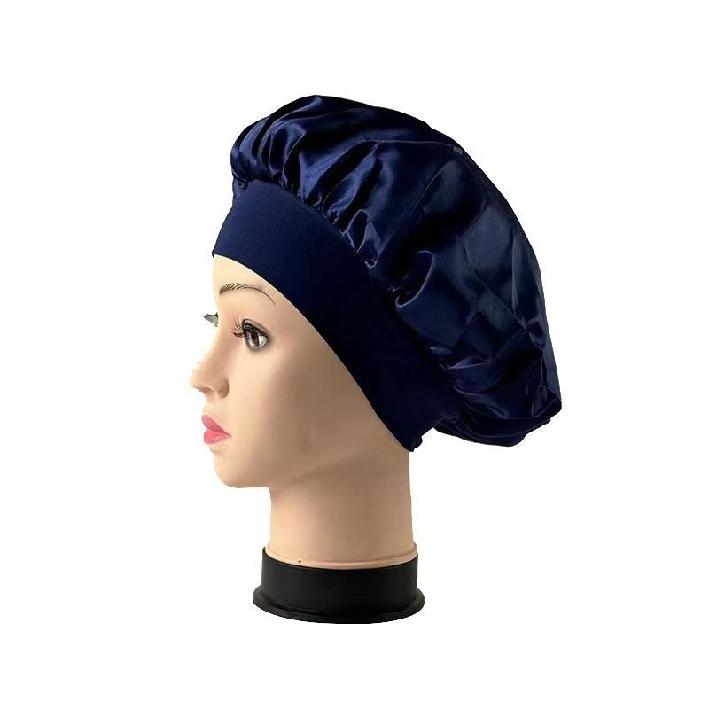 New Soft Silk Satin Lined Bonnet Large Satin Hair Bonnet Household Sleep Shower Cap Hair Wrap Cover for Long Hair Salon Tool