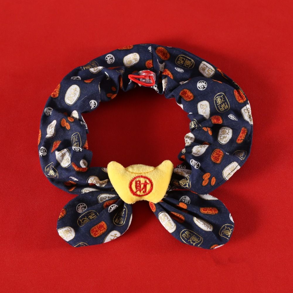 Chinese Style Pet New Year Scarf Collar Handmade Adjustable Pet Cat Tie Warm Blessing Dog Lion Dance Scarf