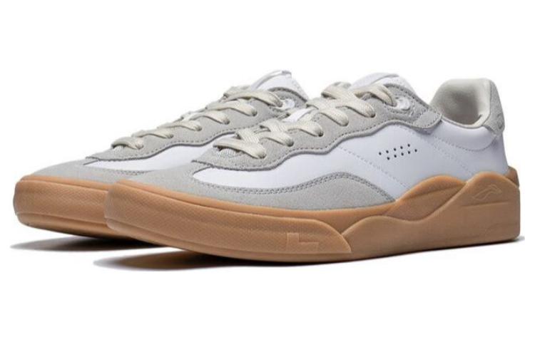 Li Ning Abrasion Resistant Breathable Low top Skateboard Shoes Men's White Gray AEPSA49-1