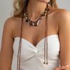 SHIXIN Bohemian Multilayer Resin Beaded Velvet Rope Necklace for Women Vintage Charm Long Choker Chain Beach Vacation Jewelry