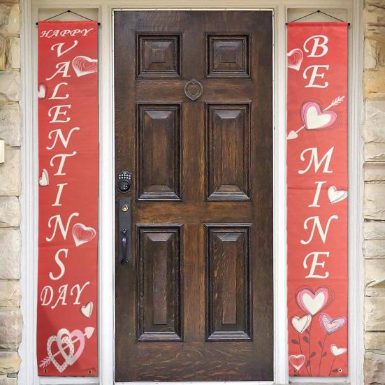 1 Pair Valentine's Day Couplet Welcome Signs Eye-catching Hanging Porch Sign for