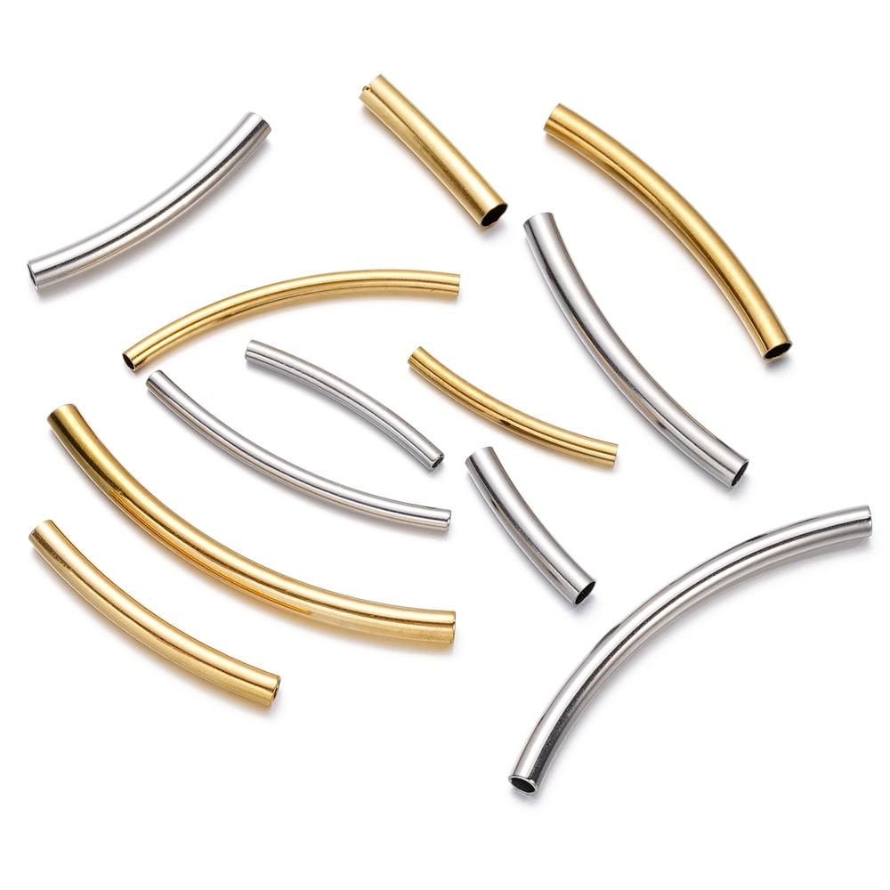 10Pcs/Pack Stainless Steel Curved Tube Spacer Beads Connectors For Handmade DIY Jewelry Making Bracelet Necklace Accessories