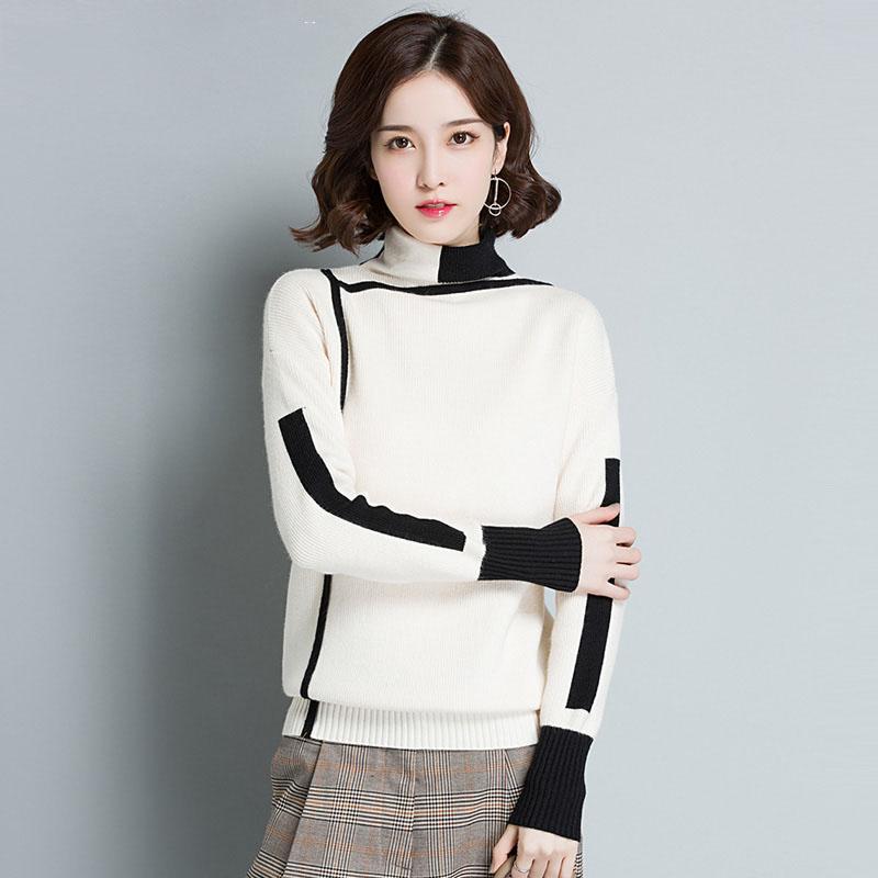 Damen Locker Verliert Keine Farbe Rollkragenpullover Strickpullover Herbst und Winter Kurzer Absatz Plus Samt Unterhemd