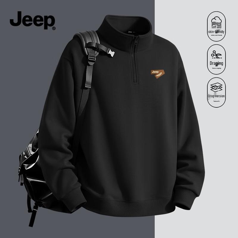 Jeep Men's Stand Collar Pullover Sweatshirt