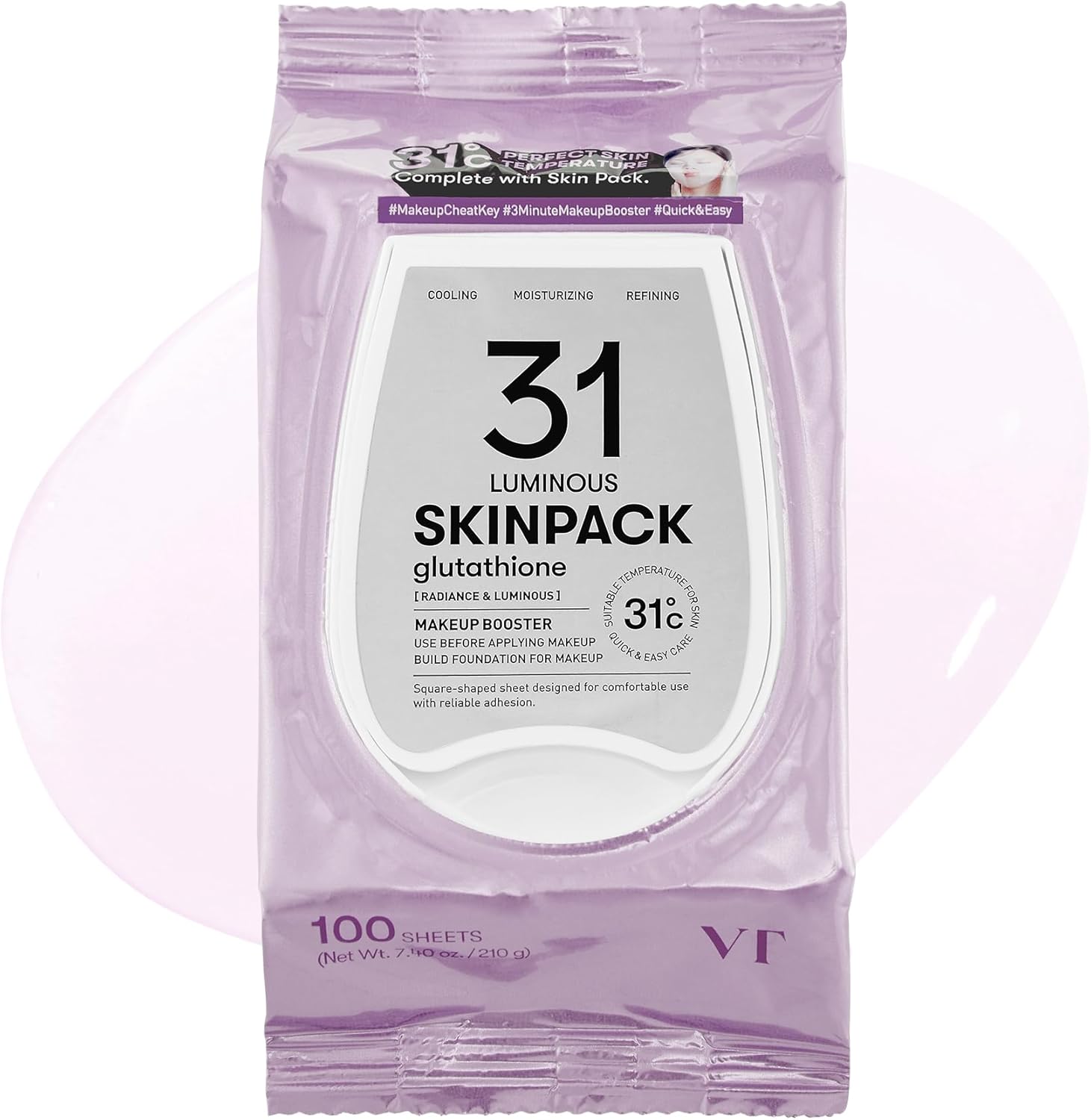 

VT COSMETICS Luminous 31° Skin Pack 100 Sheets 210 g – Brightening & Hydration Prep
