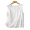 Women's Plus Size Double-Layer Cotton Linen Sleeveless Knit Vest