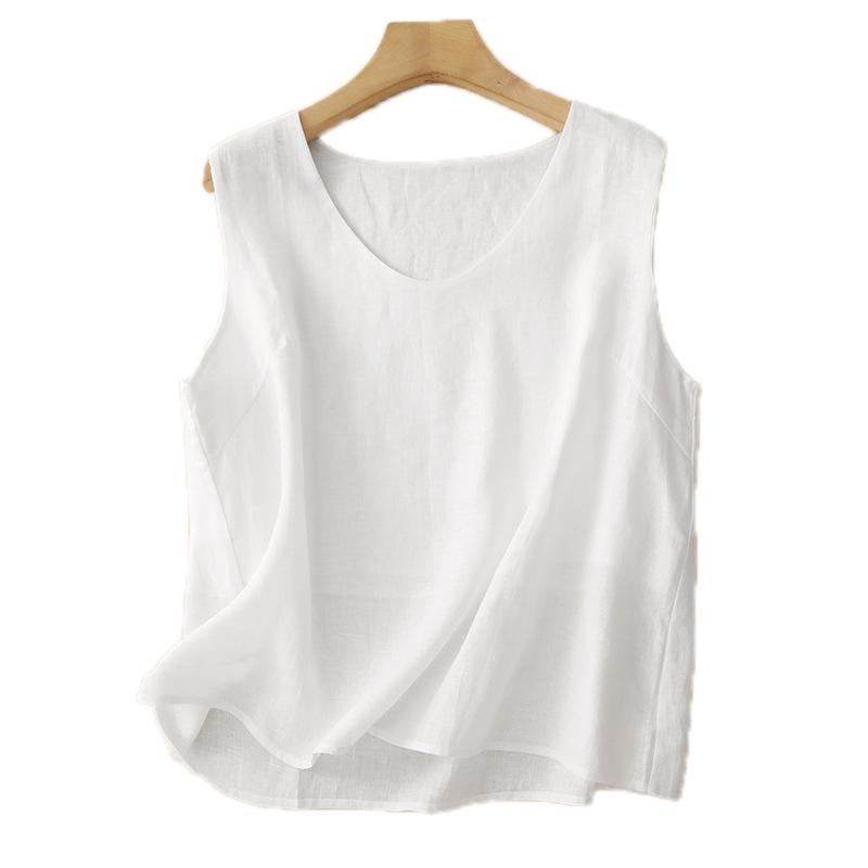 Women's Plus Size Double-Layer Cotton Linen Sleeveless Knit Vest