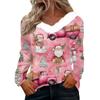 Langermede skjorter for kvinner Søte topper juletrykk T-skjorter Bluser Uformell Pluss størrelse Basic Topper Pullover