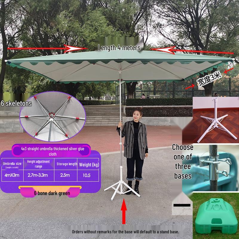 Large Outdoor Rectangular Sunshade Umbrella - Commercial Folding Awning for Courtyard