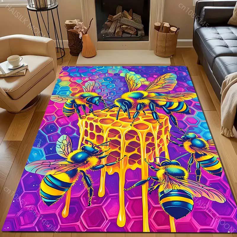 Dream Space Bee Honey Print Carpet for Living Room Bedroom Bedside Sofa Floor Mat Modern Home Decor Aisle Corridor Area Rug