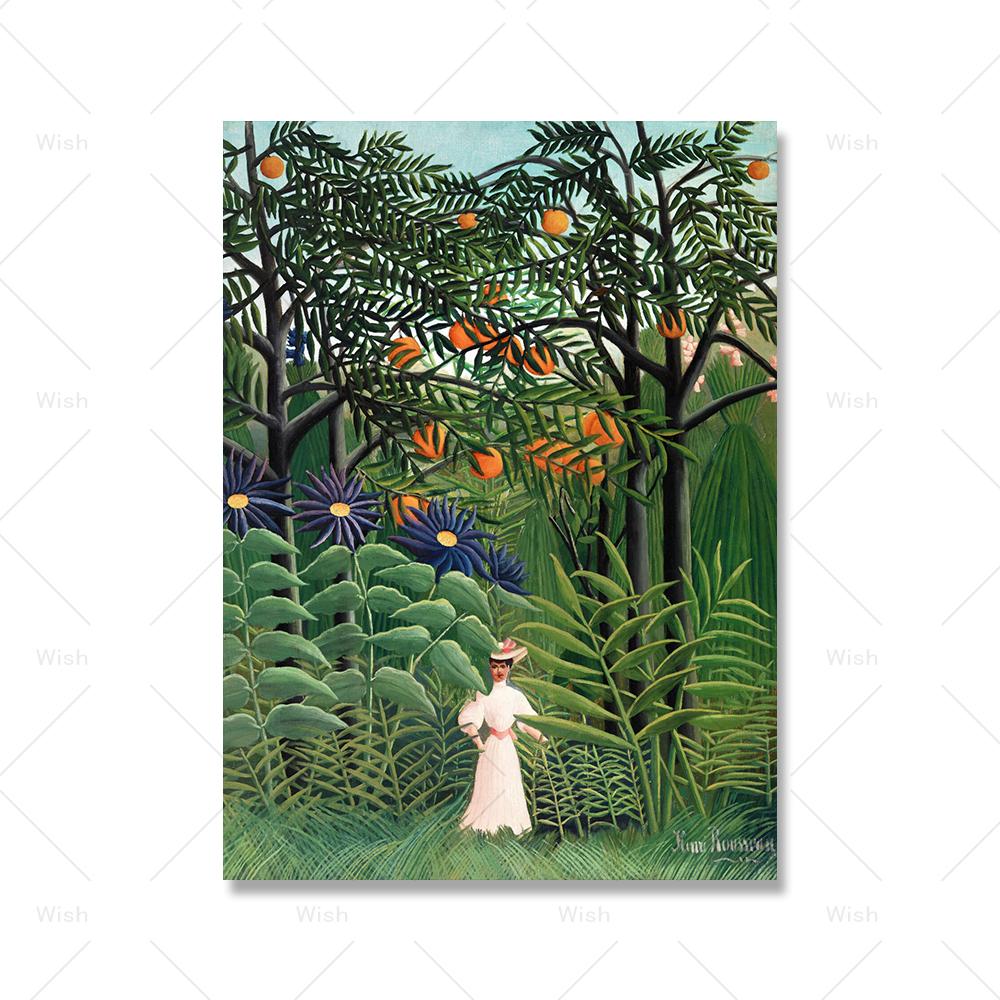 Famous Henri Rousseau Landscape Canvas Painting Modern Forest Posters and Prints Wall Art Picture for Living Room Home Decor