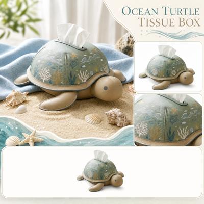 Turtle Tissue Box Cover Decorative Resin Shell Design Durable Lightweight for Home Office Bathroom Car Use