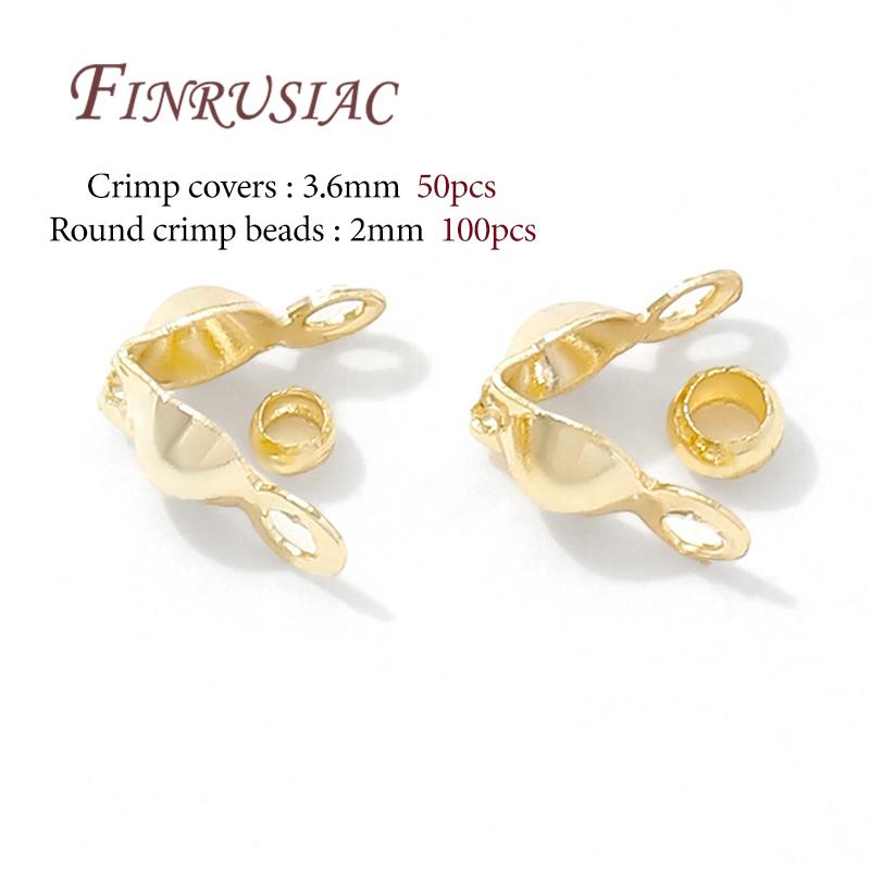 

Crimps Cover 18K Gold Plated Connector Clasps Crimps Beads For Bracelets DIY Jewelry Making Supplies,Necklace Findings