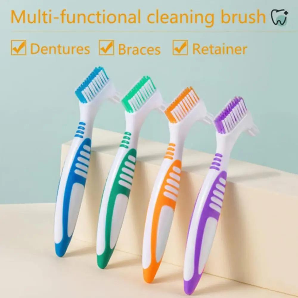 Double Sided Denture Toothbrush Cleaning Brush Denture Brush Invisible Braces Orthodontic Retainer Descaling Brush
