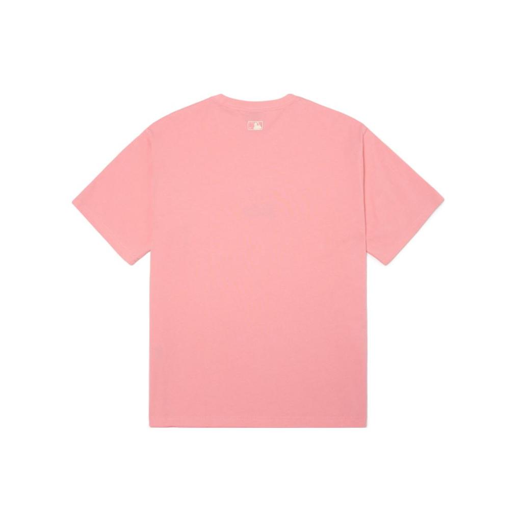 MLB New York Yankees Logotipo Clássico Letra Dopamina Gola Redonda Manga Curta Camiseta Unissex Camiseta Rosa-Coral 3ATS04023-50COL