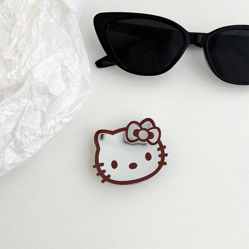 Color Lines Kt Cat Mirror Mobile Phone Airbag Bracket Back Sticker Retractable Portable Niche Lazy Ring Buckle Women'S Model