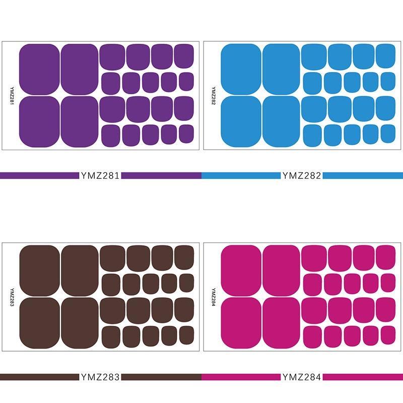 1PC Solid Color Toenail Polish Stickers Full Cover Waterproof  Toe Nail Patch Eco-friendly Long Lasting Toenail Decals Sticker(YMZ277-YMZ308)