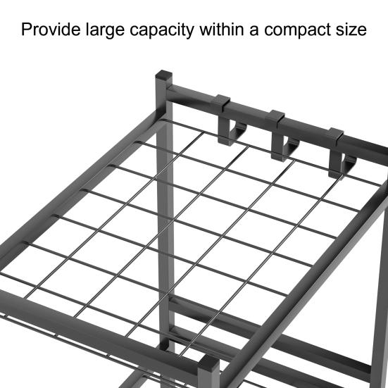 Garden Organizer Tool Organizer, 35-Slot Steel Rolling Rack with Wheels, Adjustable Feet Yard Sturdy Holder for Shovels, Rakes, Brooms and
