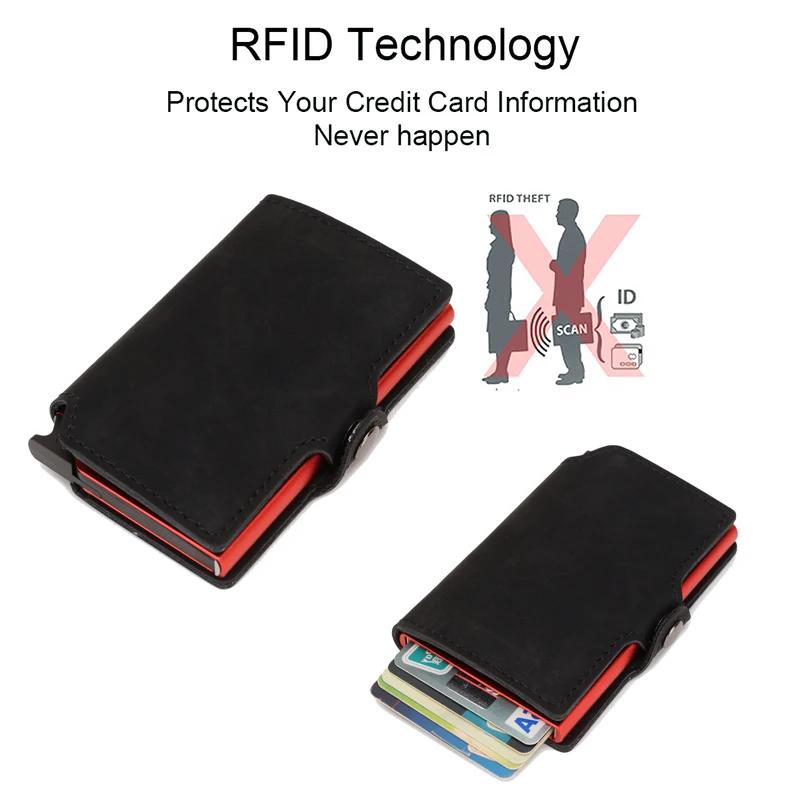 Schlanker Visitenkartenhalter Herren Geldbörse Metall Rfid Smart Wallet Dreifach Pop-Up Hülle Bank Kredit Visitenkartenhalter Visitekaarthouder
