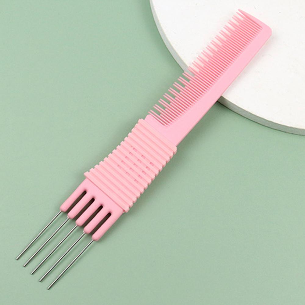 Carbon Combs with 5 Steel Tails Anti Static Heat Resistant Teasing Comb for Hair Salon or