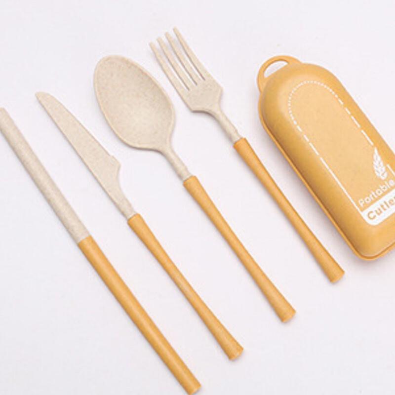 Foldable Wheat Straw Cutlery Set with Straw