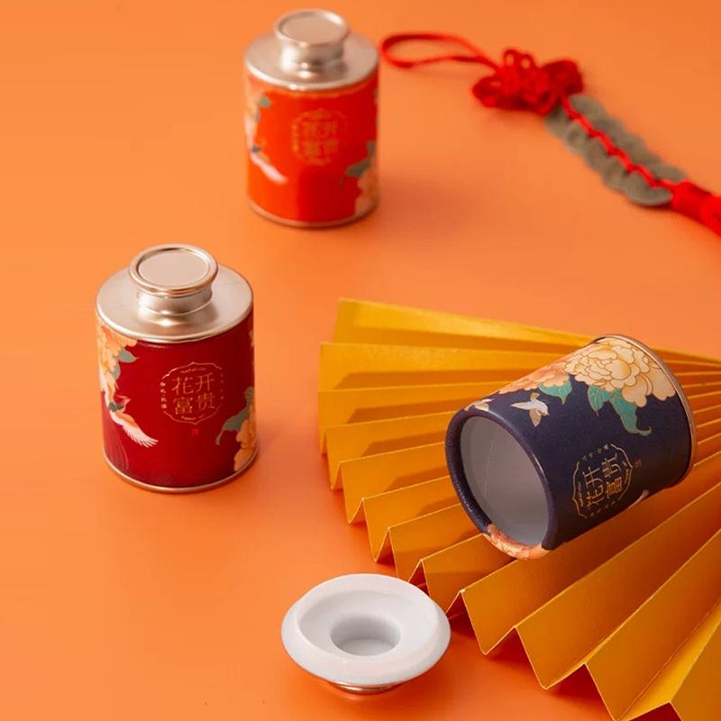 Solid Mini Empty Tea Tin Can Household Green Black Tea Sealed Jar Portable Travel Small Tea Packaging Box Mini Sealed Paper Ca