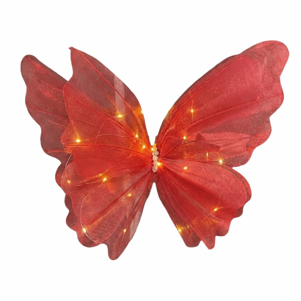 

50CM Sparkling Yarn Flower Colorful Artificial Butterfly Strip Light Silk Material Fake Flowers Simulation Flower червоний