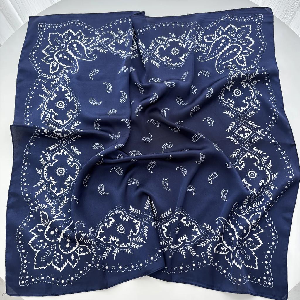 70*70Cm Women Summer Luxury Fashion Print Scarf Soft Satin Hairband Neckerchief Tie Female Headband Foulard  Casual