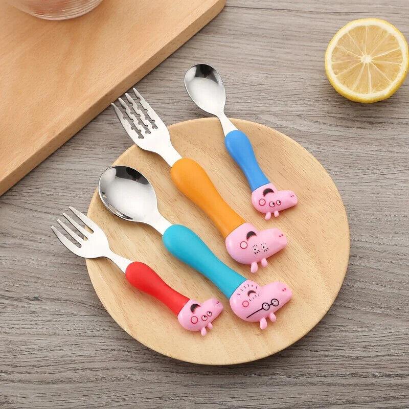 Peppa Pig Children's Cutlery Set Adorable Short Handle Forks And Spoons In Gift Box