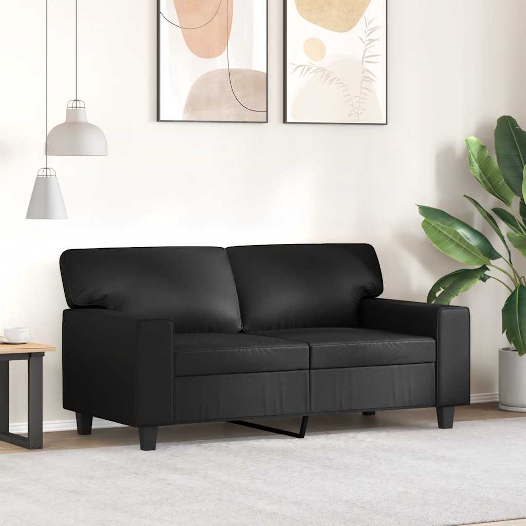 2 Seater Sofa Black 120 cm Artificial Leather