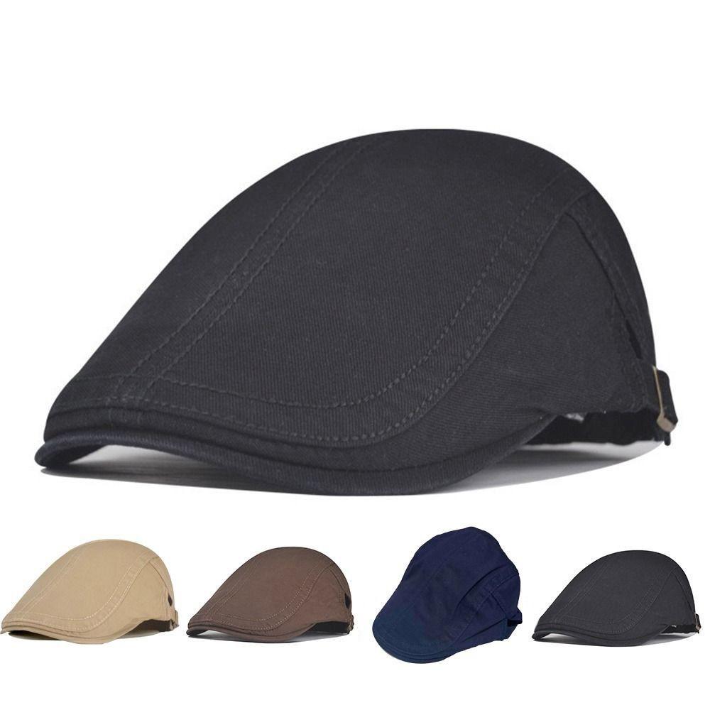 Solid Color Retro Newsboy Caps Adjustable Flat Visor Cap Fashion Vintage Berets Hat  Male Female