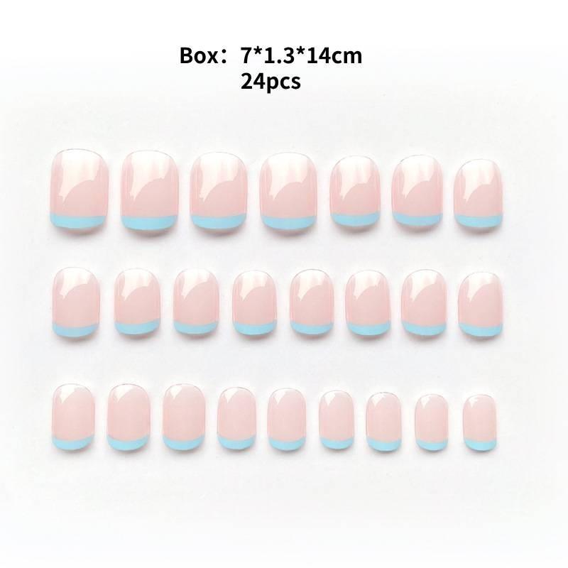 

Готовые наклейки для ногтей Съемные Износостойкие Наклейки для ногтей Короткие Нежно-розовые