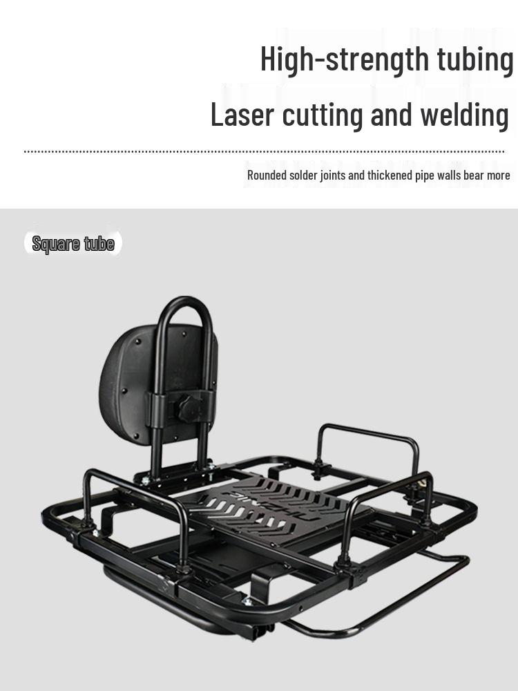 Adjustable EV Rear Rack: Motorcycle Slide Rail Cargo Bracket with Telescopic Mobile Backrest for Takeaway Box