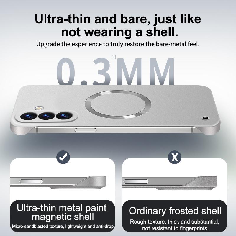 Ultra Thin Metallic Paint Magnetic Case For Samsung Galaxy A17 A37 A57 For Magsafe Frameless Cooling Hard PC Cover Funda